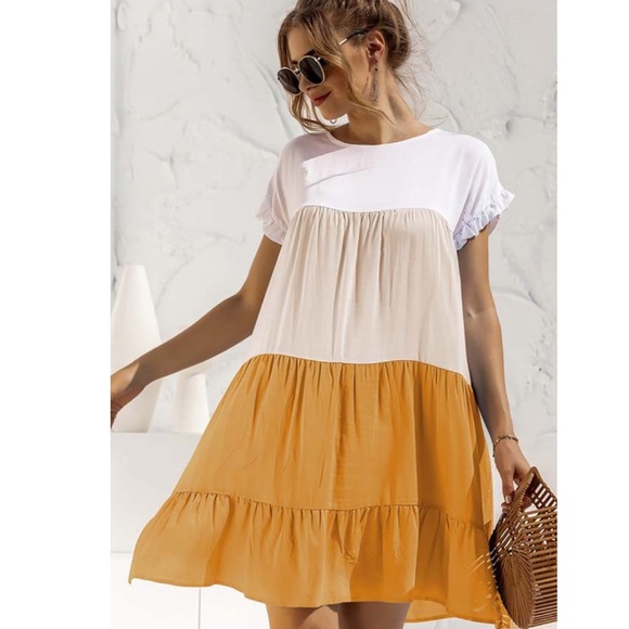 Boho spring summer ruffle trim mini dress - Picture 10 of 12